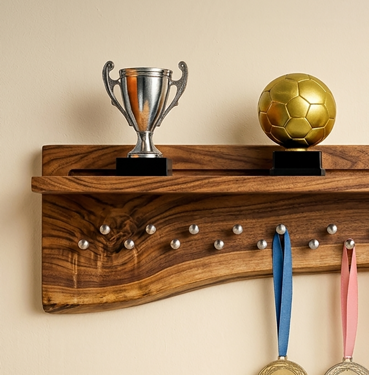 Houten medaillehouder wandplank voor prijzen en herinneringen