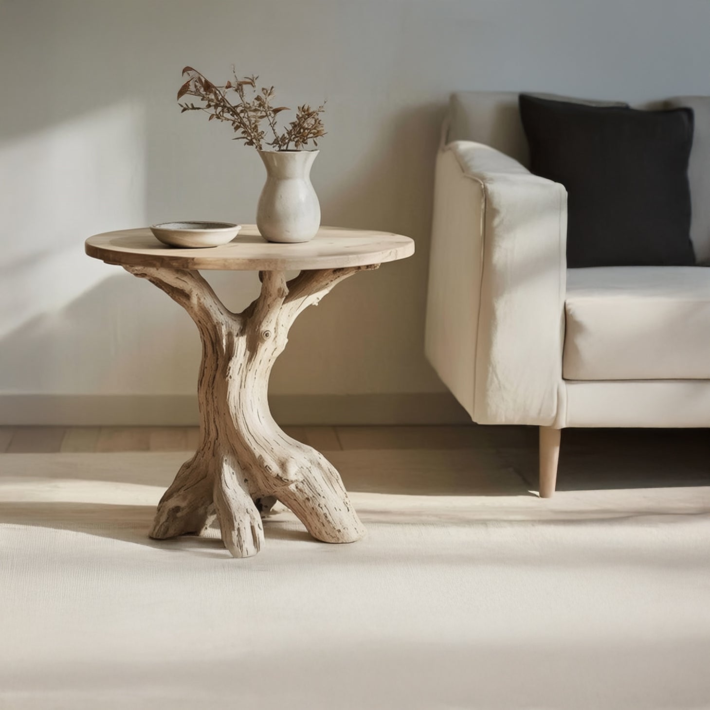 Rustieke Live Edge Bijzettafel – Handgemaakte Massief Houten Sidetable