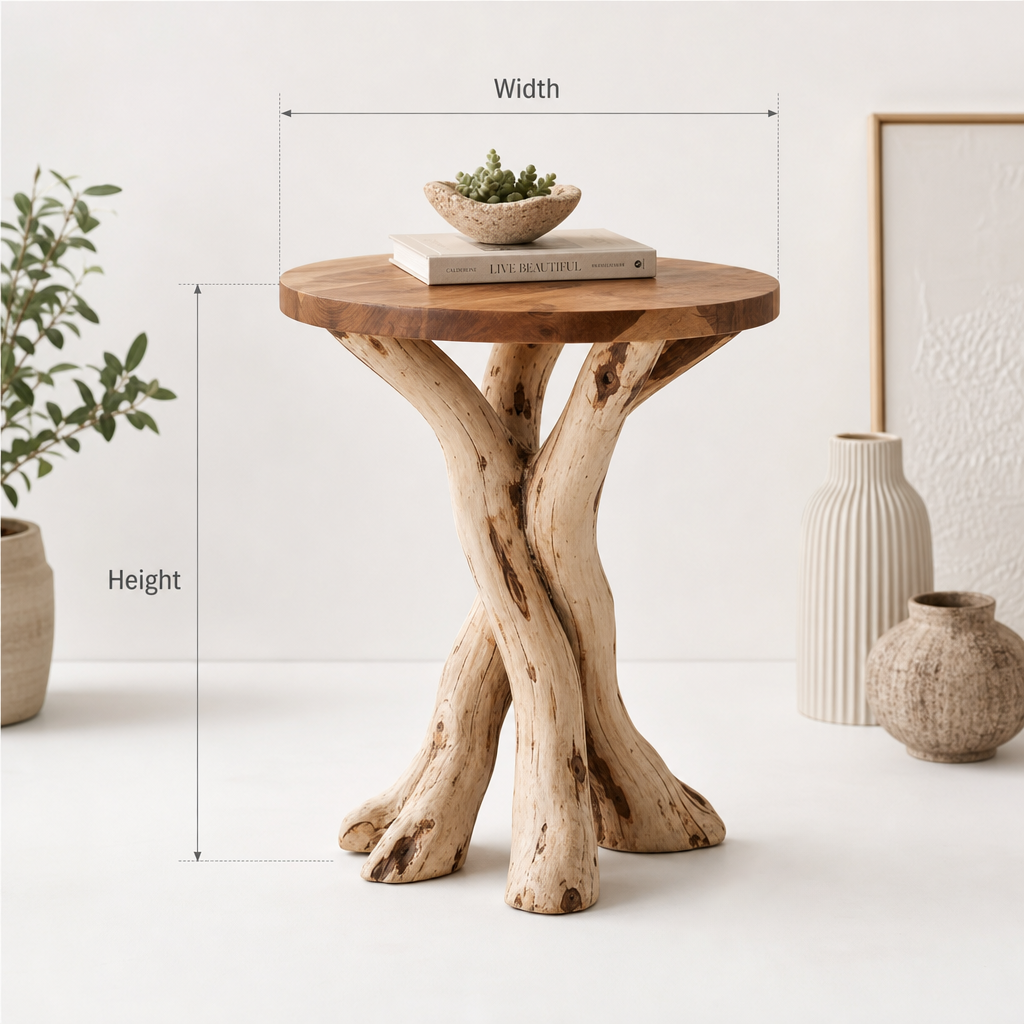 Rustieke Boomrand Bijzettafel - Handgemaakt Massief Hout
