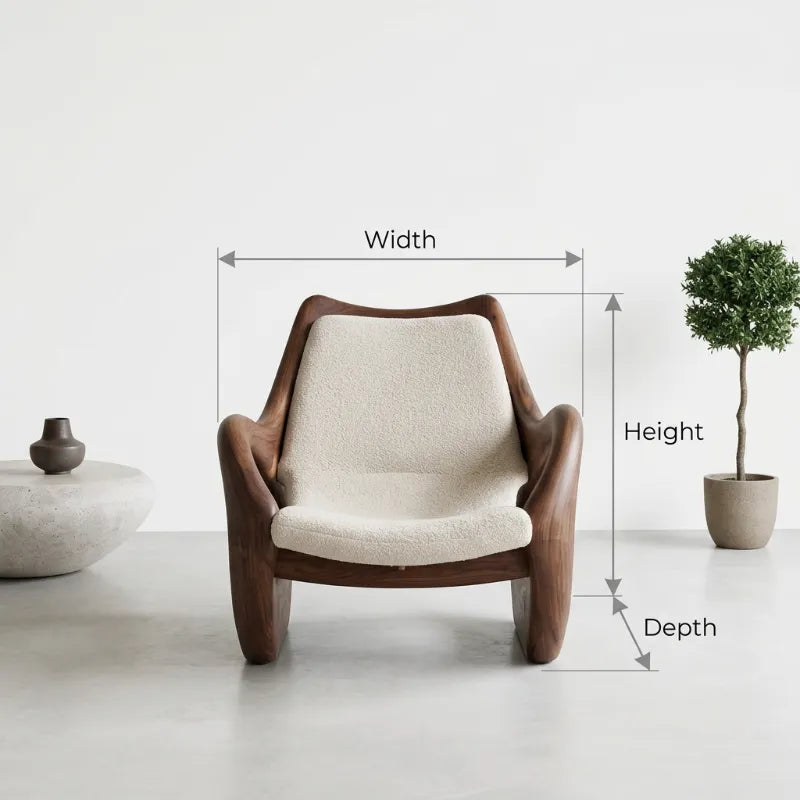 Scandinavische Gebogen Accentstoel - Massief Hout Fauteuil