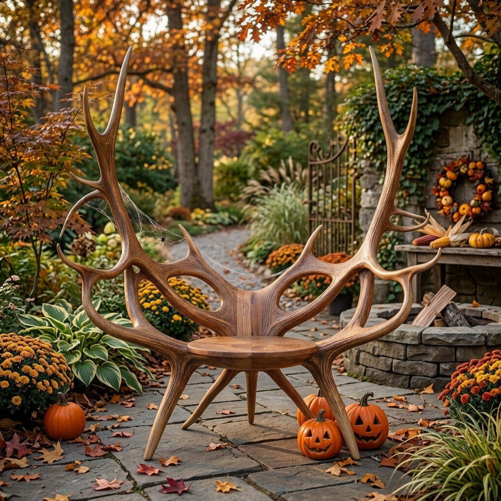 Sculpturale Gewei Fauteuil - Massief Hout Kunststoel