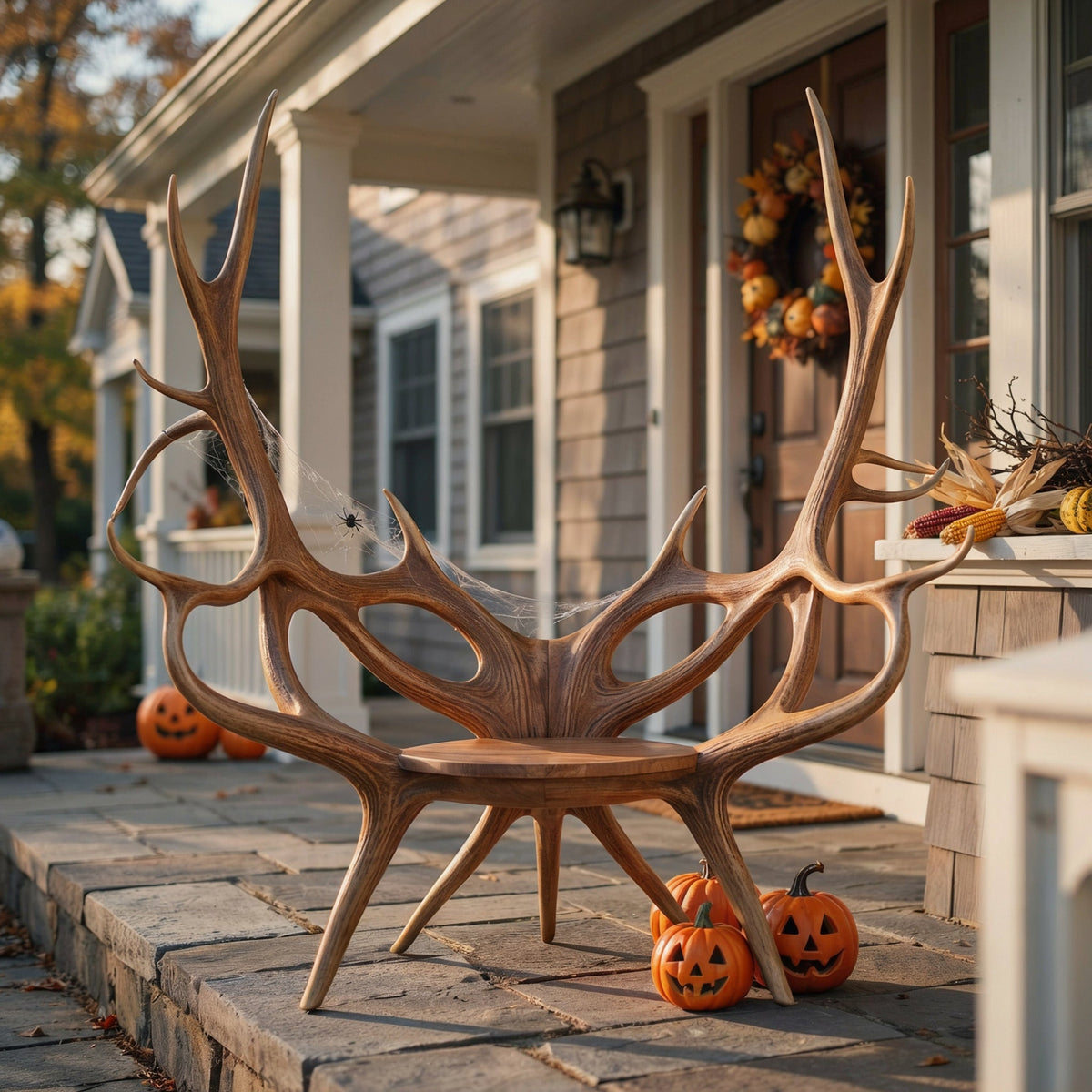 Sculpturale Gewei Fauteuil - Massief Hout Kunststoel