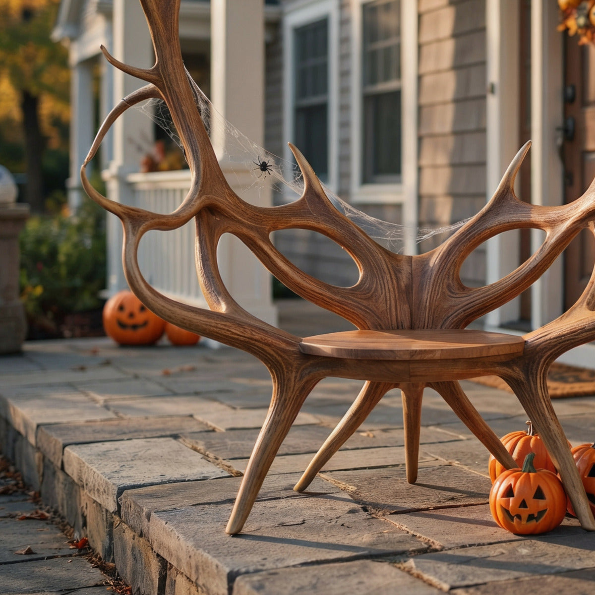 Sculpturale Gewei Fauteuil - Massief Hout Kunststoel