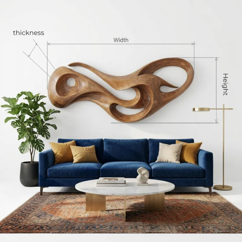 Sculpturale Vloeiende Wandkunst - Organisch Massief Hout