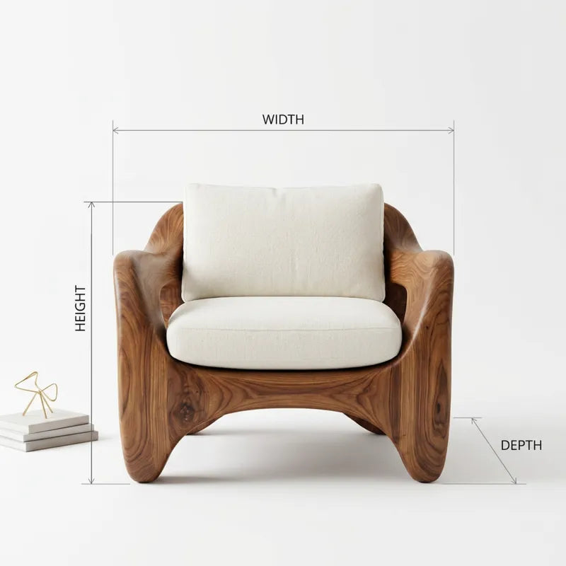 Monolithisch Fauteuilframe - Massief Hout Biomorfe Armstoel