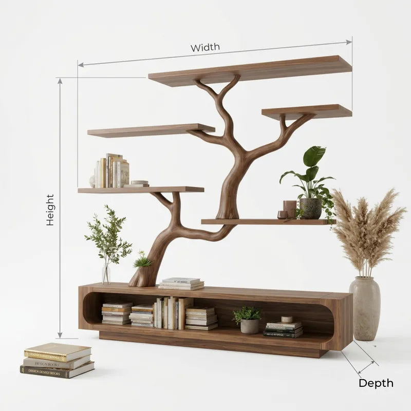 Boomtak TV-Meubel & Wandboekenrek - Massief Hout Systeem
