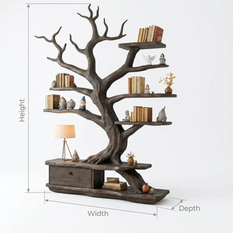 Boom Wandboekenkast met Dressoir - Onderkast Massief Hout