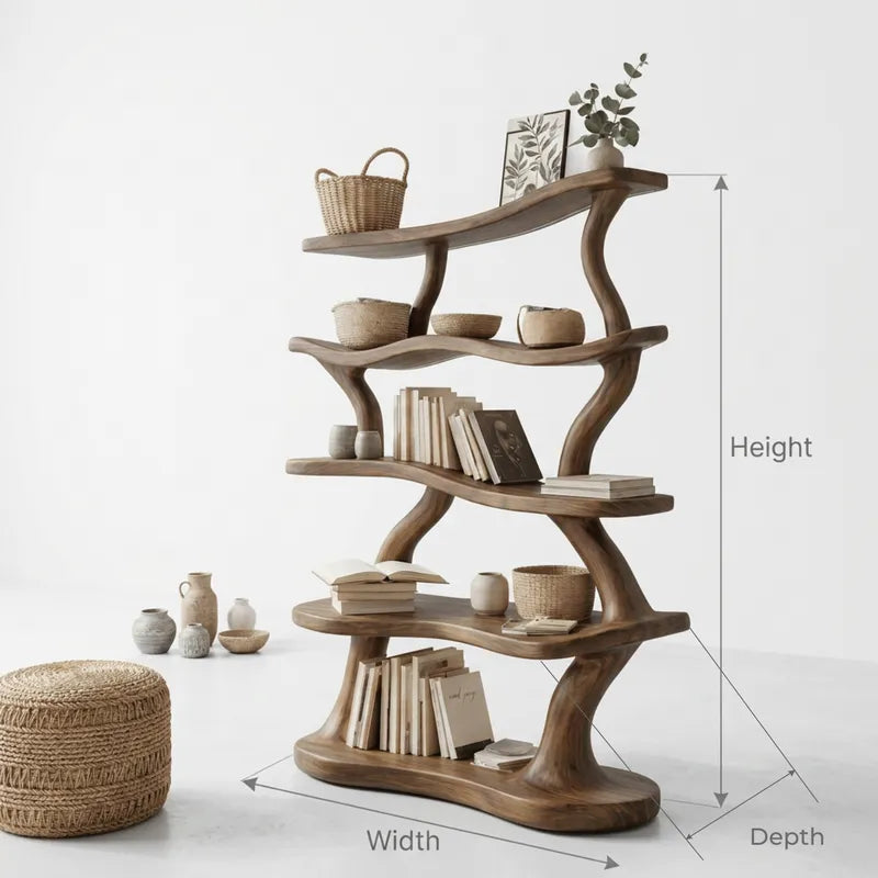 Golf Etagère Boekenkast met LED - Massief Hout Boekenrek