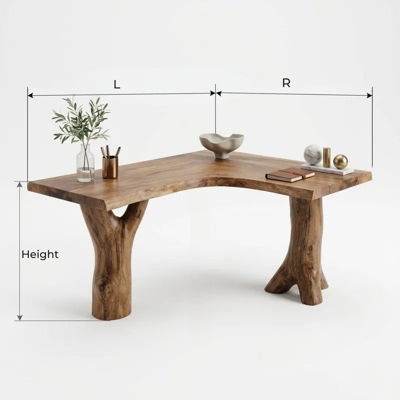 Boomrand Directiebureau Boomstam Poten - Massief Hout Werkplek