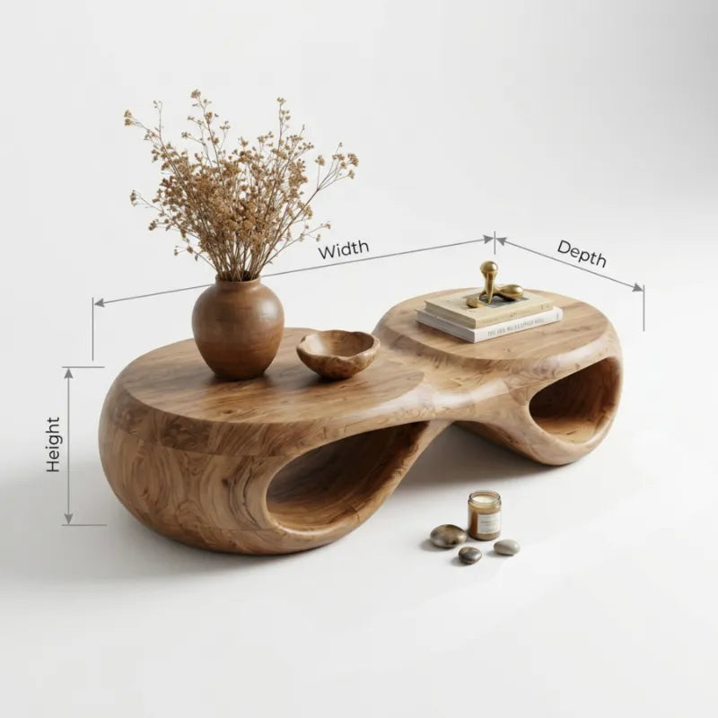 Biophilic Boomrand Salontafel - Organisch Massief Hout
