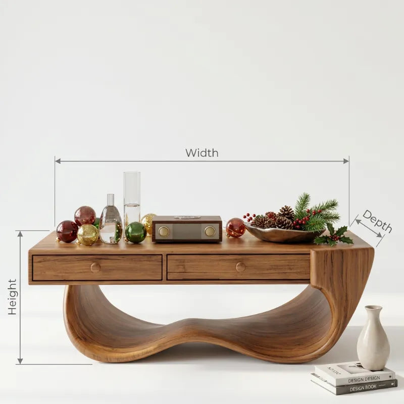 Golf Sculpturale Salontafel - Laden & Massief Hout Zithoek