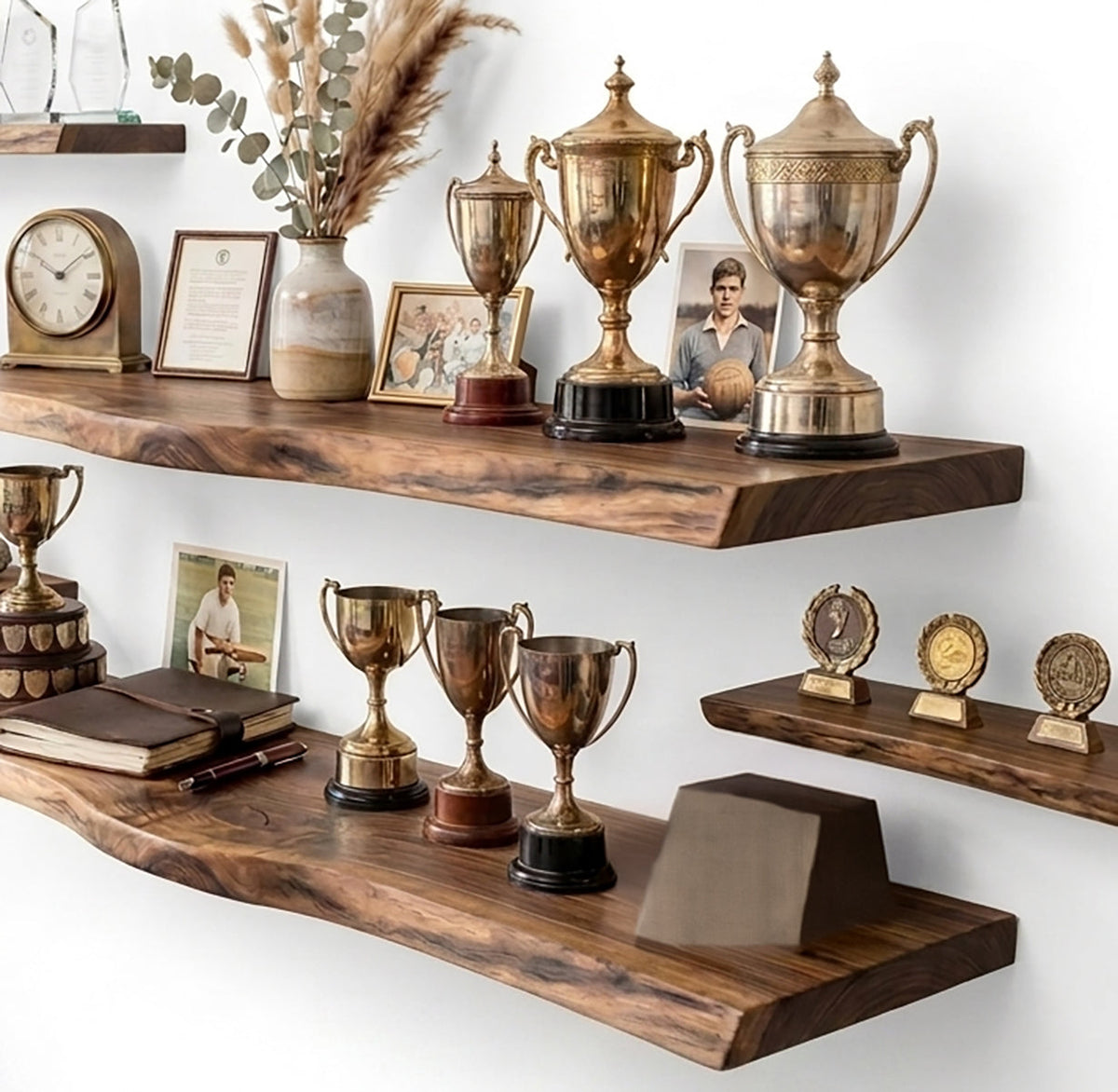 Handgemaakte houten medaillehouder plank