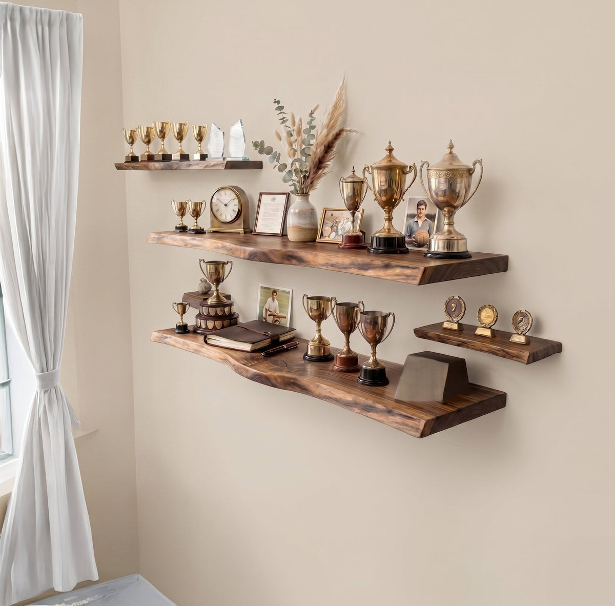 Houten medaille- en prijzenrek voor sportprestaties