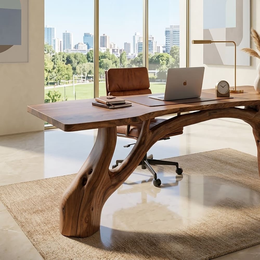 Handgemaakt werkplekbureau van massief hout