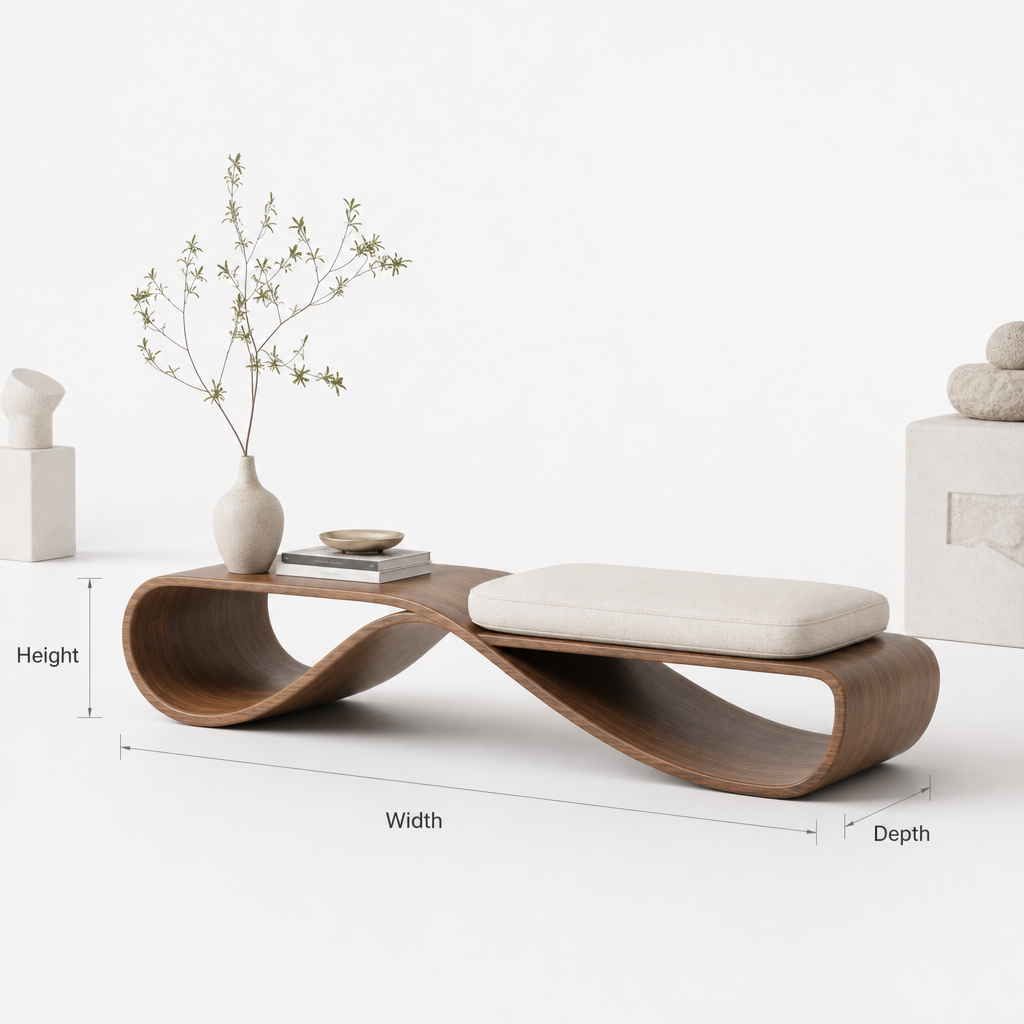 Massief Houten Zitbank - Modern Minimalistisch Meubel voor Hal