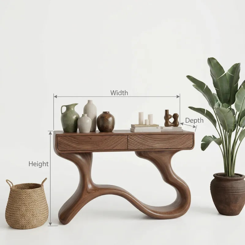 Verborgen Lade Sculpturale Consoletafel - Massief Hout Sidetable