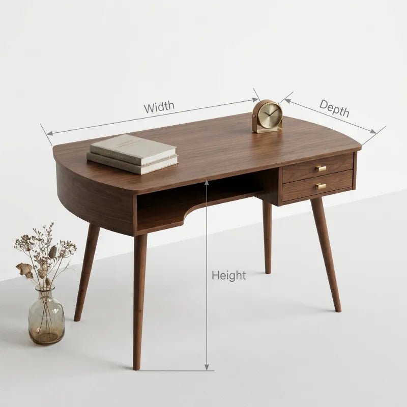 Mid-Century Massief Houten Bureau - Executive Werkplek met Laden