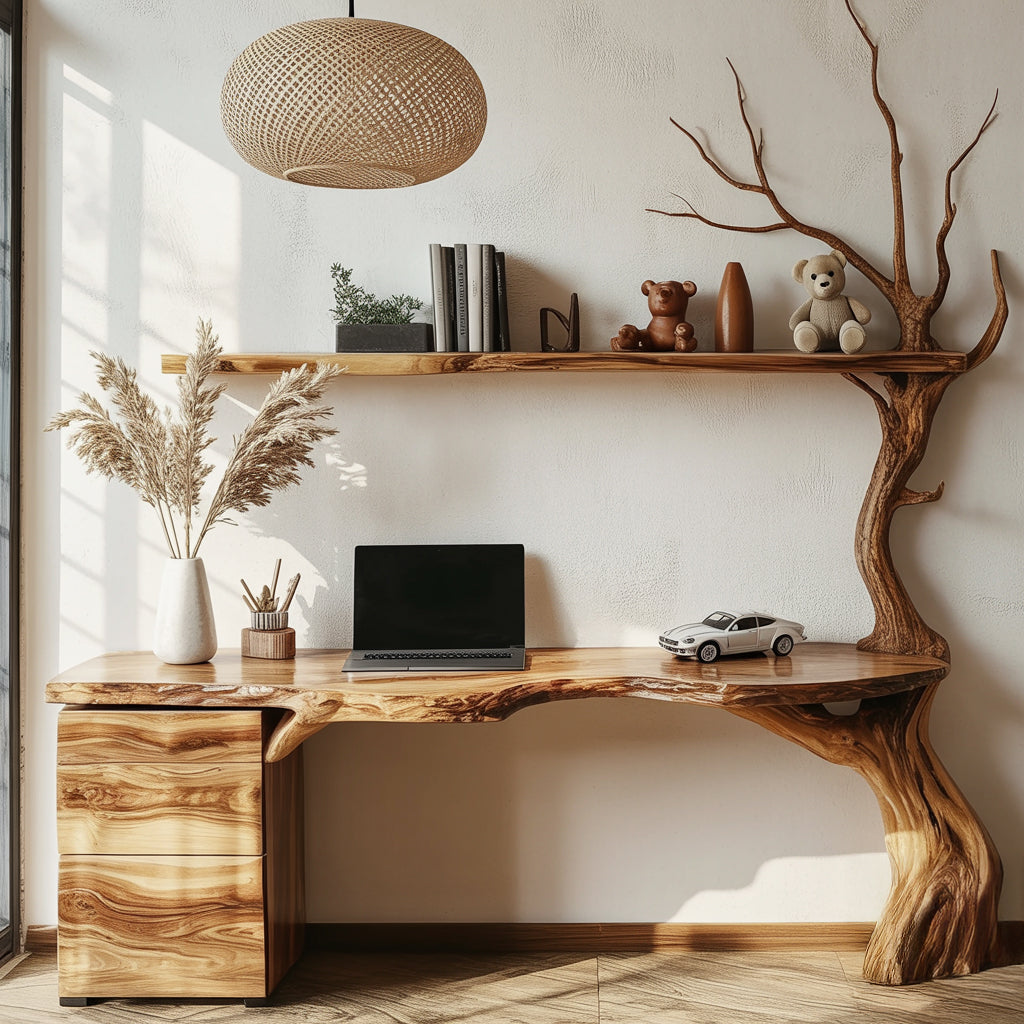 Artistiek hoekbureau voor thuiskantoor of studeerkamer