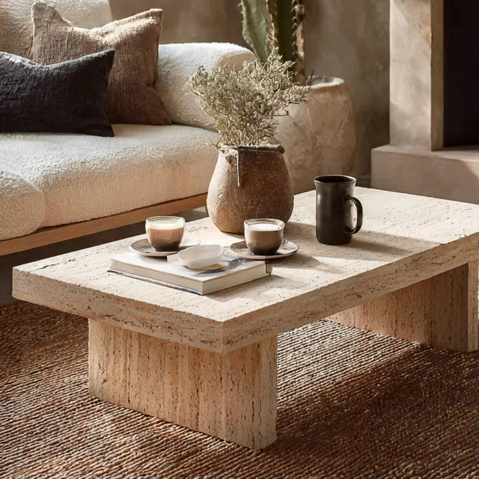 Rustieke Handgemaakte Farmhouse Salontafel – Live-Edge Houten Rechthoekige Tafel