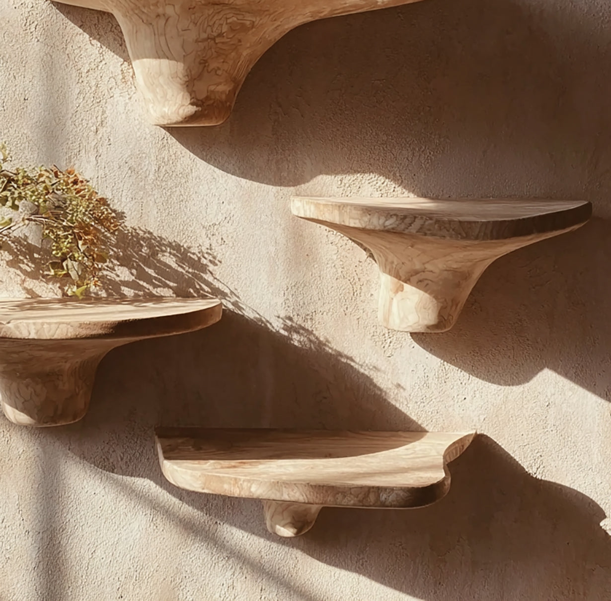 Rustieke Paddenstoel Zwevende Planken Met Verborgen Beugels Hout Decor