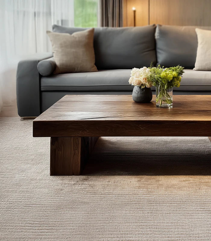 Live-Edge Massief Houten Trestle Salontafel – Handgemaakt Rustiek Farmhouse Rechthoekig