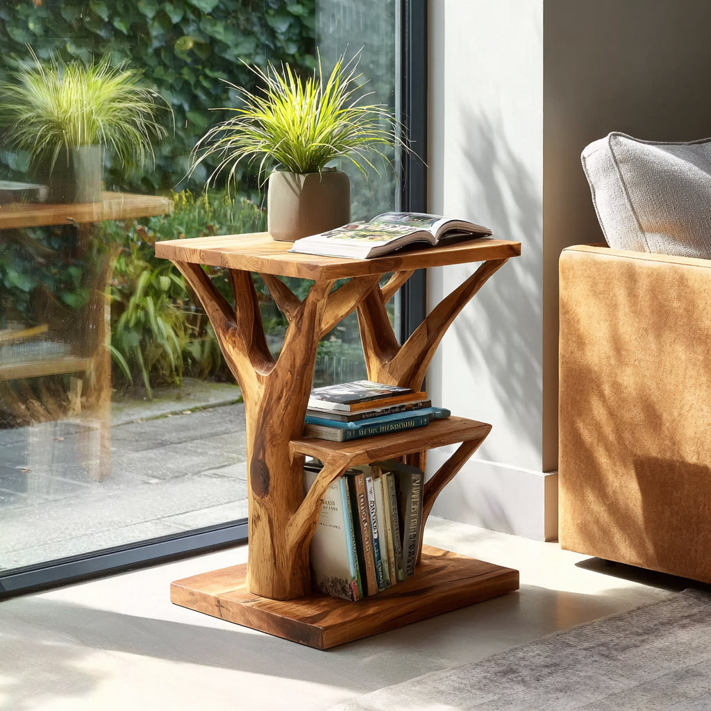 Ronde Farmhouse Bijzettafel – Live Edge Massief Hout