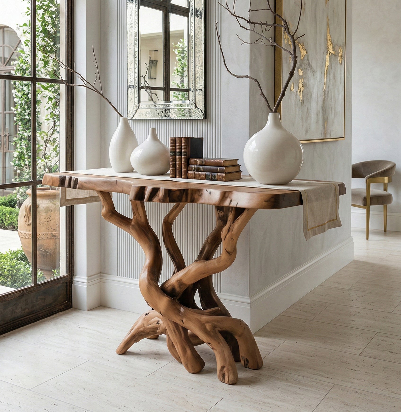 Live Edge Consoletafel van Massief Hout – Handgemaakt Design