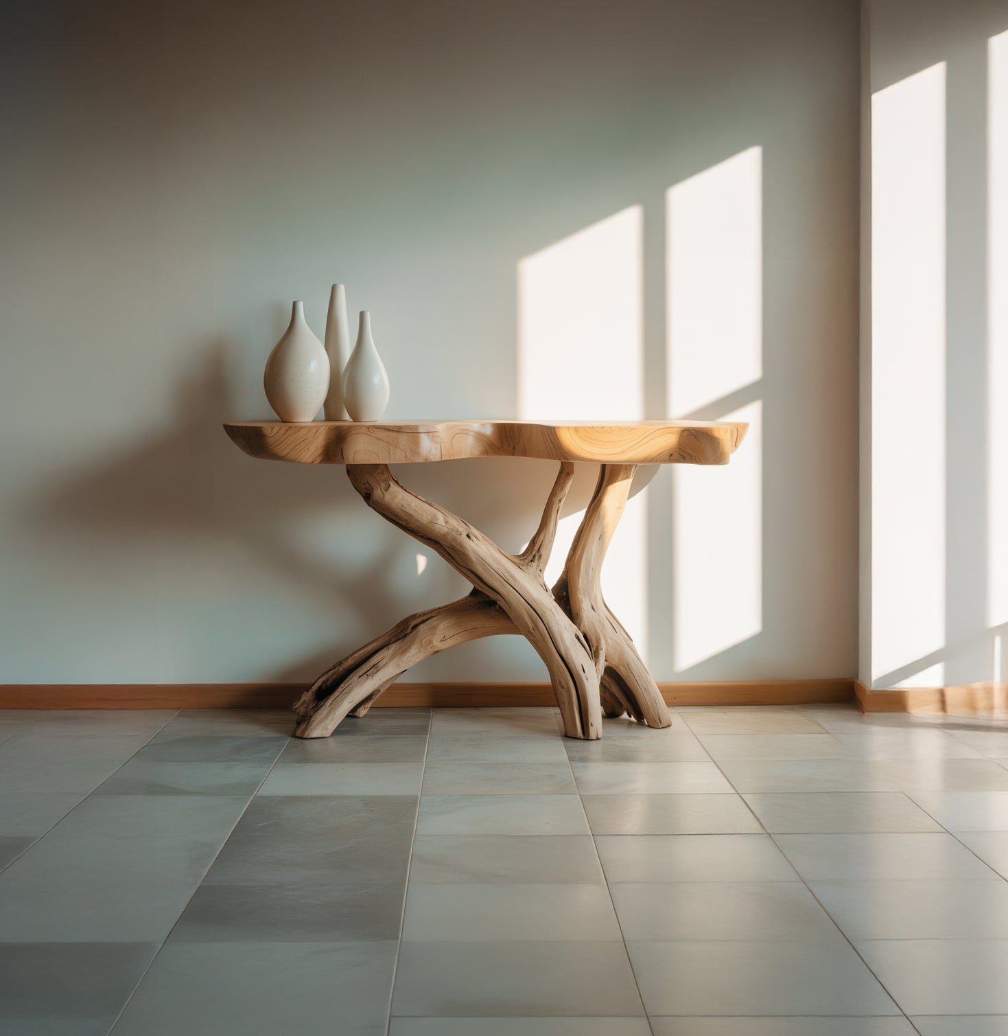 Handgemaakte Live Edge Consoletafel – Massief Houten Haltafel