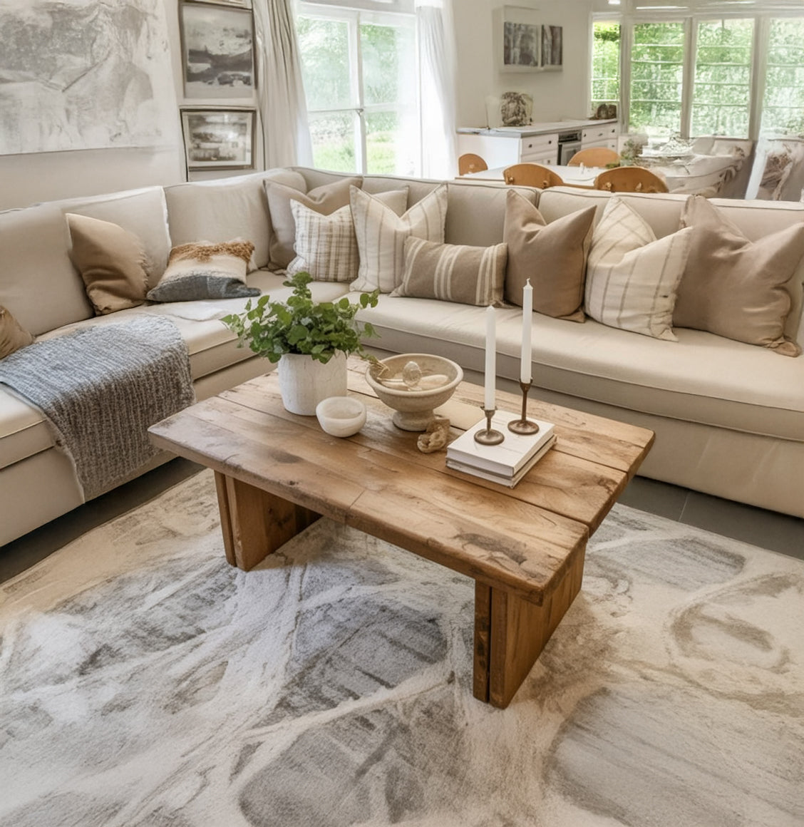 Handgemaakte Organische Houten Salontafel – Rustiek Minimalistisch Design