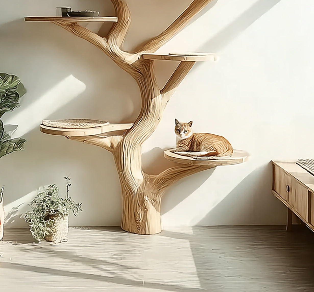 Houten Kattenboom van Driftwood – Wand Kattenklimtoren