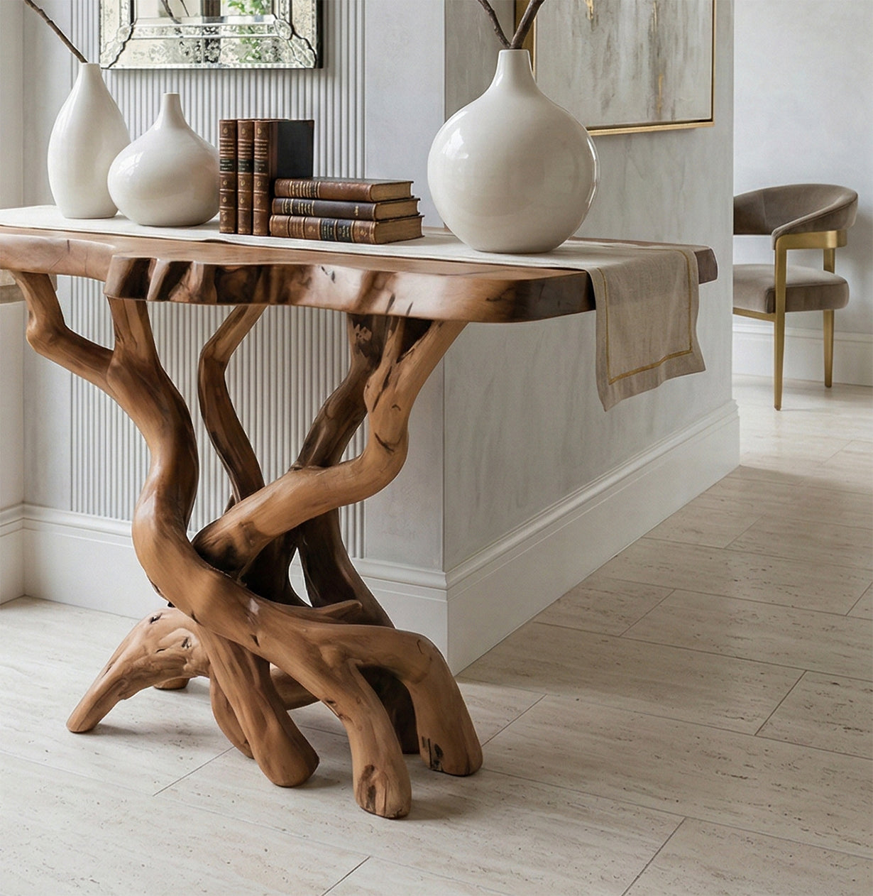 Live Edge Consoletafel van Massief Hout – Handgemaakt Design