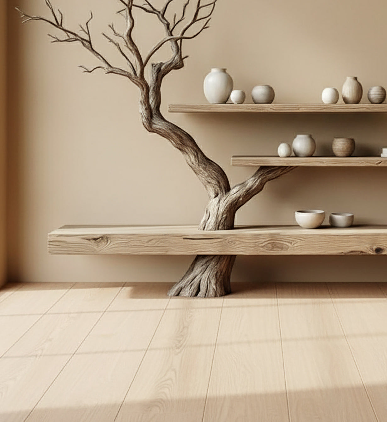 Tree Branch Floating Shelf – Live Edge Wooden Wall Shelf