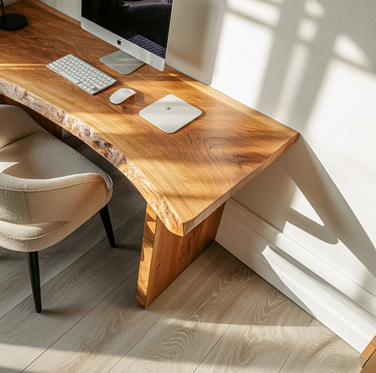 Rustiek Live Edge Schrijfbureau van Massief Hout – Perfect voor Thuiswerkplek of Leeshoek