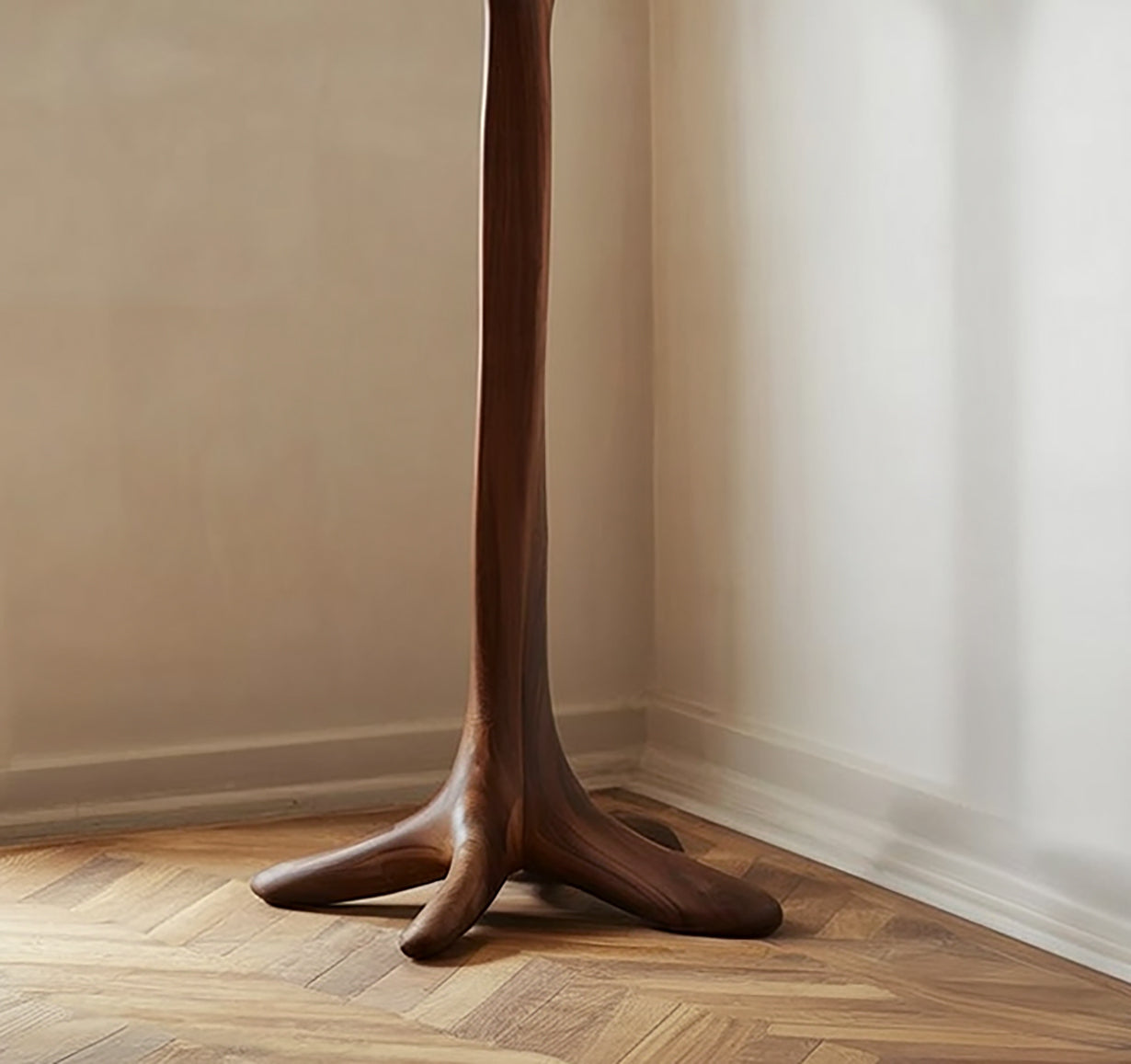 Ambachtelijke Boomtak Kapstok – Handgesculpteerde Massief Houten Staander