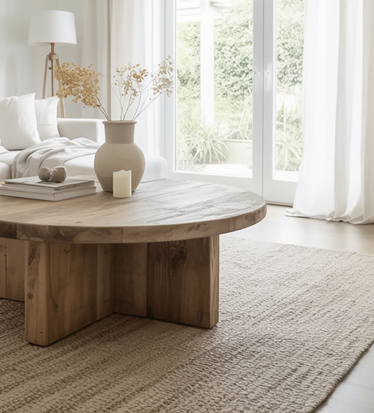 Reclaimed Wood Round Coffee Table – Wabi Sabi Style Furniture