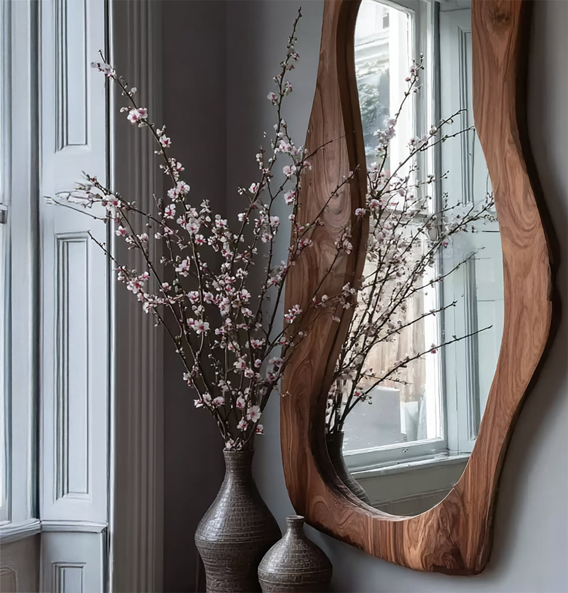 Live Edge Houten Wandkunst & Staande Spiegel – Uniek Design