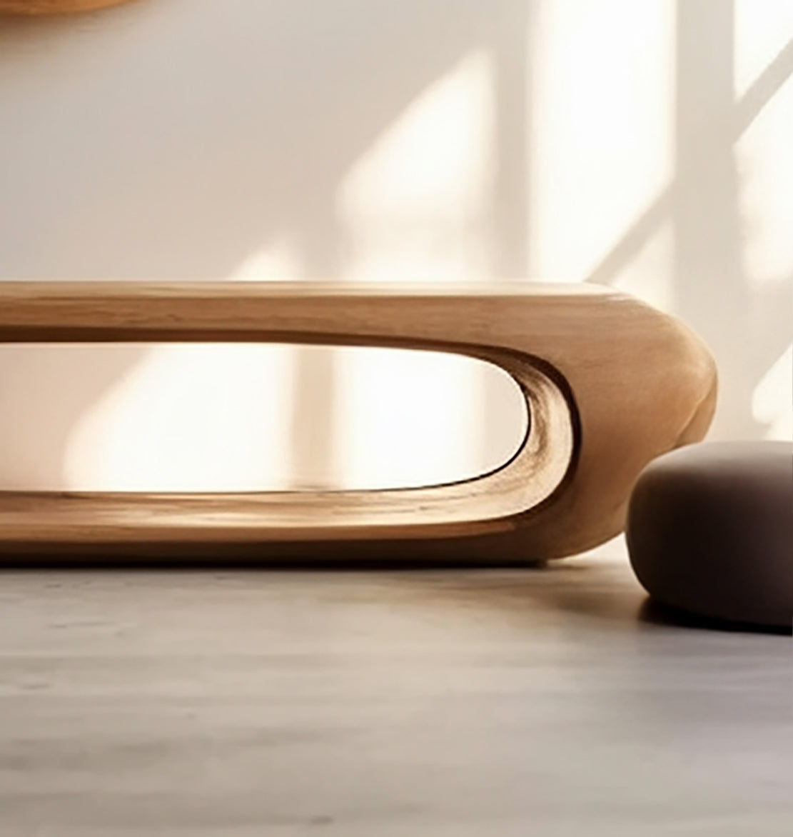 Handgemaakte Organische Houten Spiegel – Asymmetrisch Design