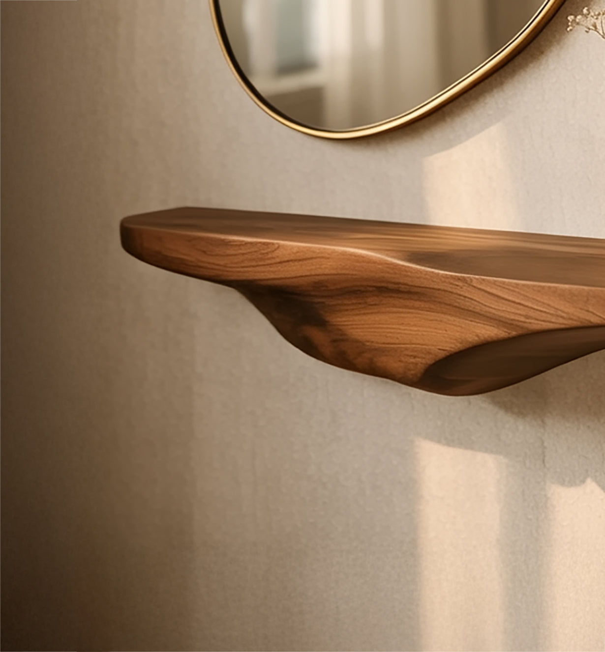 Massief Houten Live Edge Zwevende Wandplank – Rustiek Design
