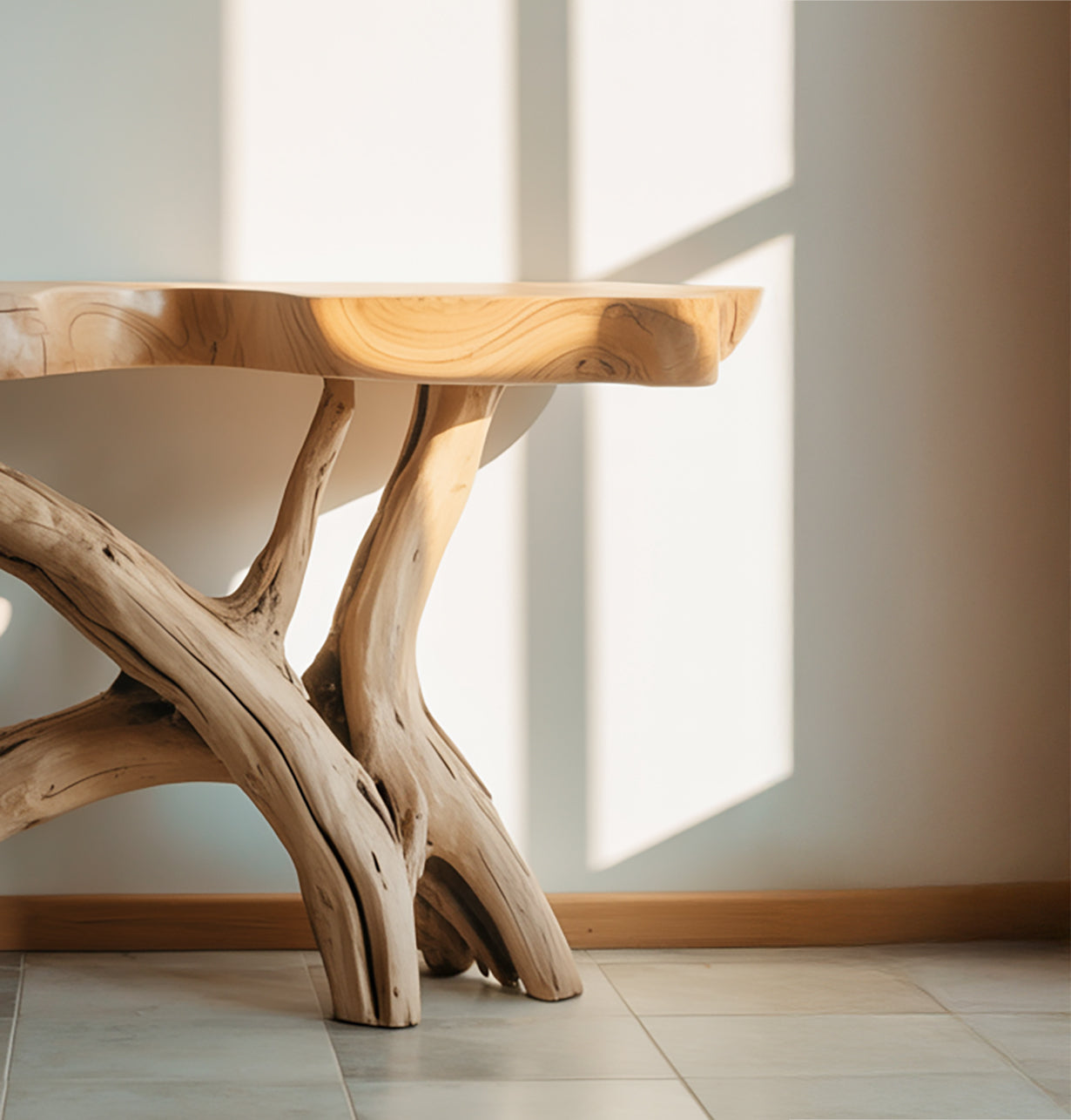 Handgemaakte Live Edge Consoletafel – Massief Houten Haltafel