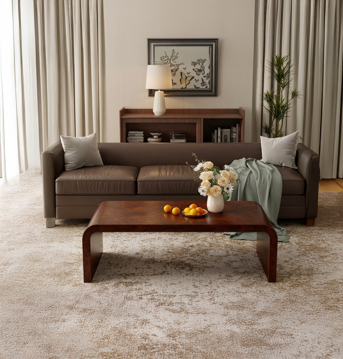 Rustic Coffee Table – Modern Solid Wood Live Edge Farmhouse Living Room Table