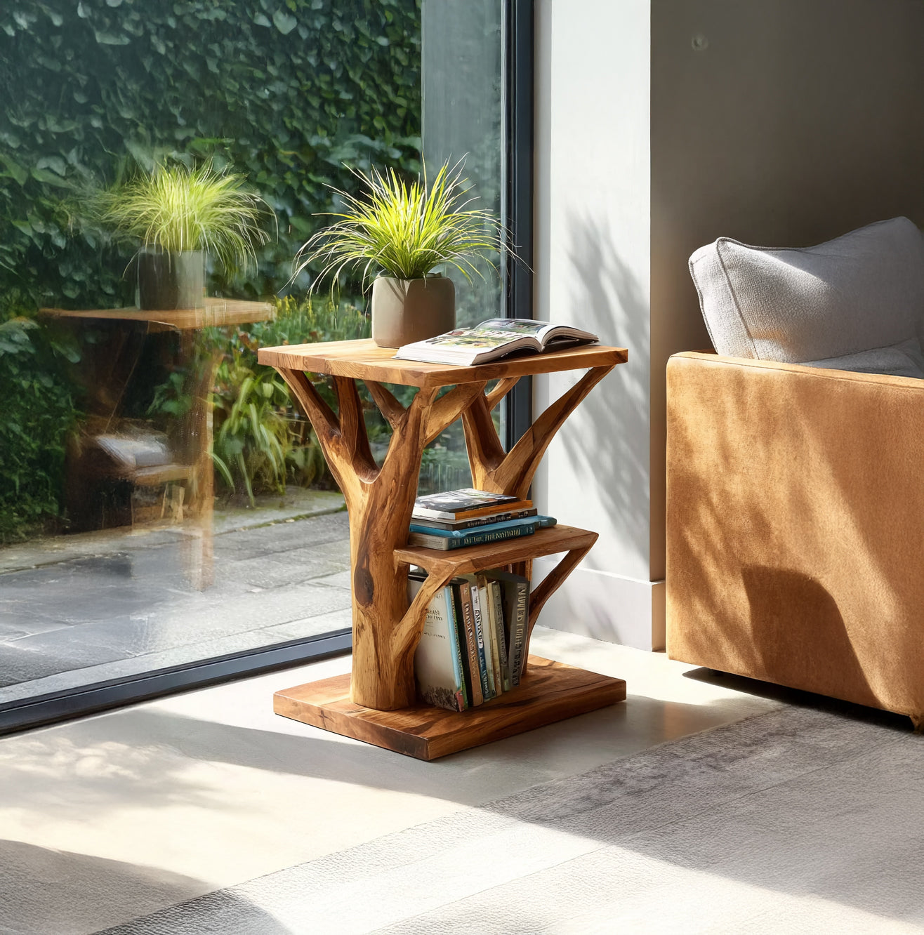 Ronde Farmhouse Bijzettafel – Live Edge Massief Hout