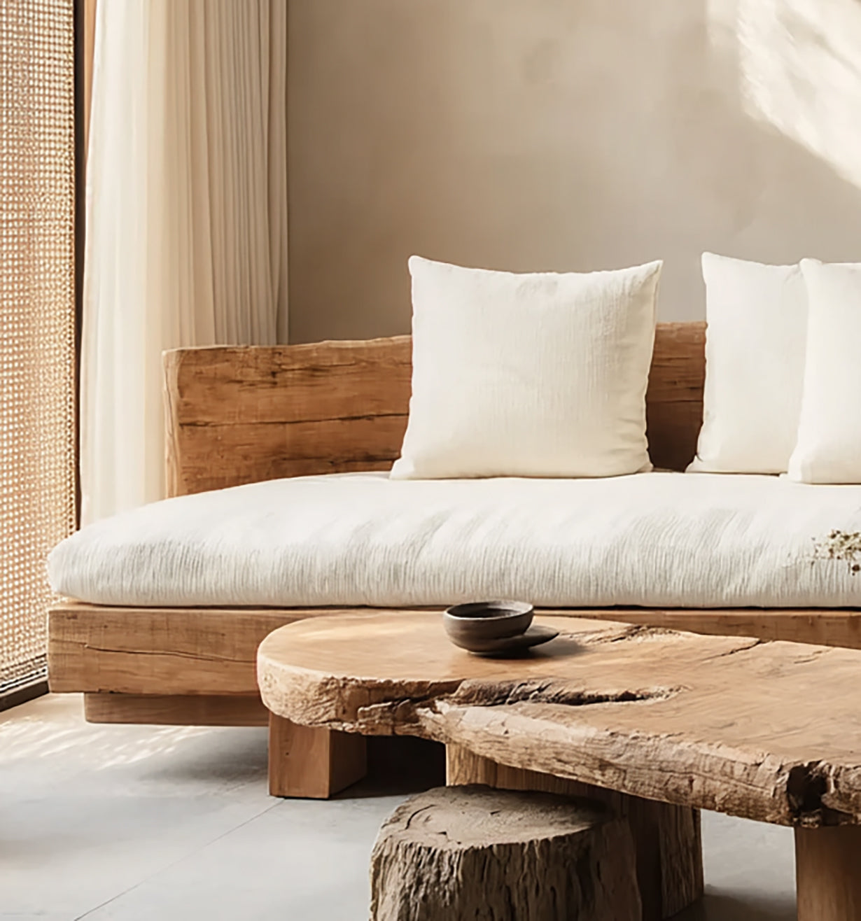 Handcrafted Wooden Frame Sofa For Modern Living Room or Cozy Lounge Decor