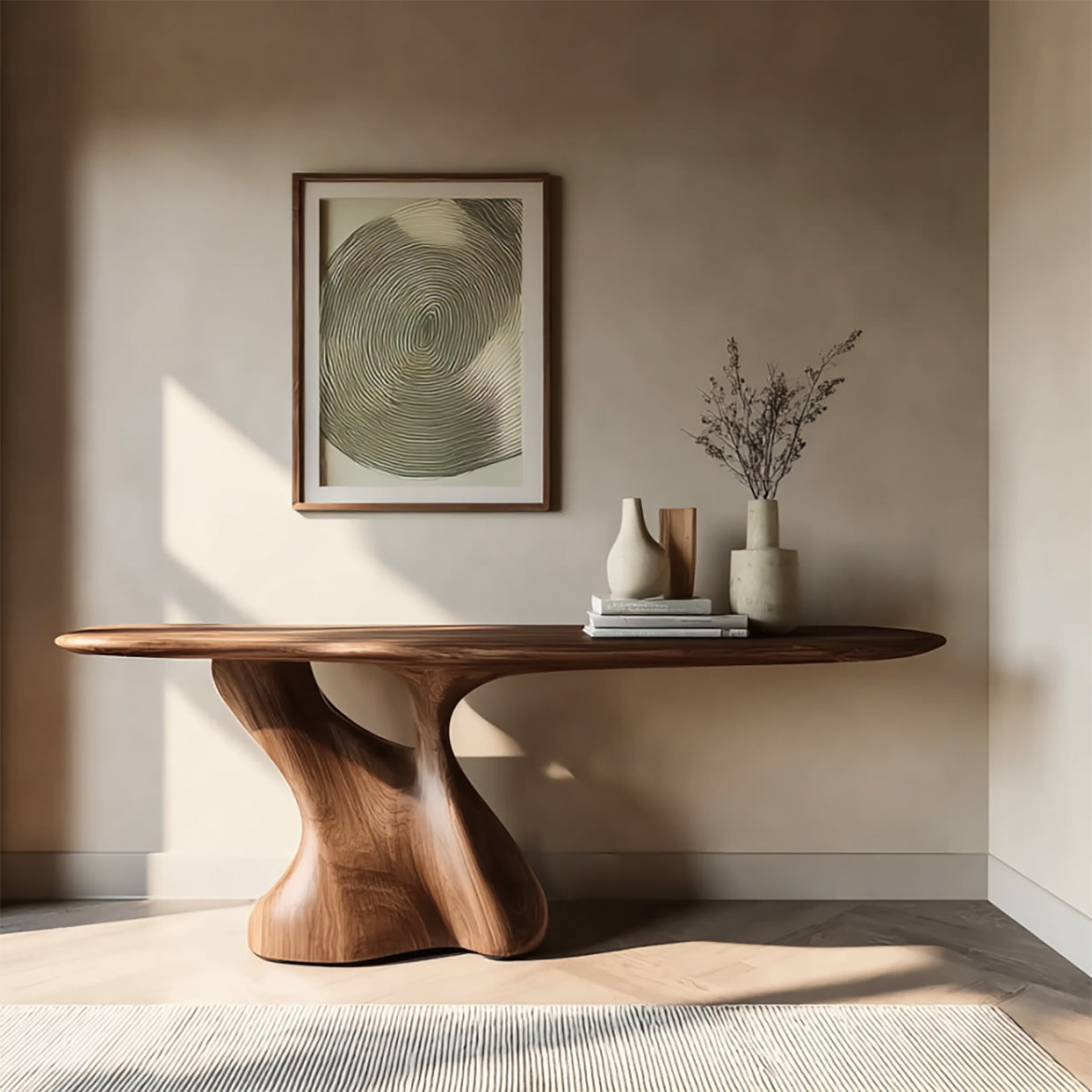 Rustic Console Table with Shelves – Live Edge Reclaimed Wood Entryway Table