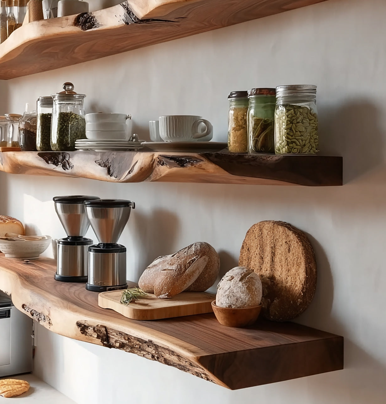 Rustic Live Edge Floating Wall Shelf – Solid Wood Home Decor