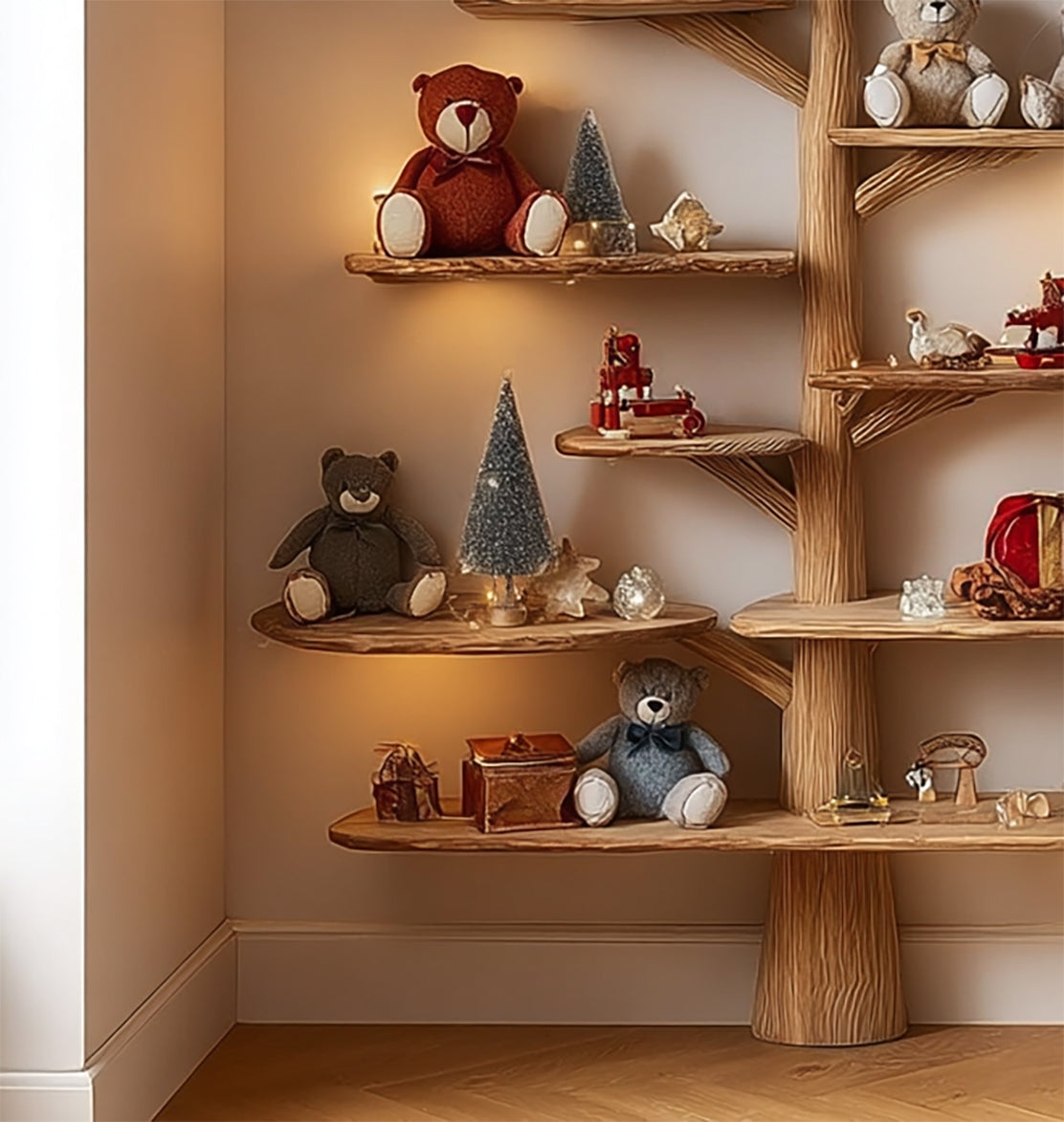 Baby Room Decoration Tree Shelf – Handmade Solid Wood Bedroom Decor Gift