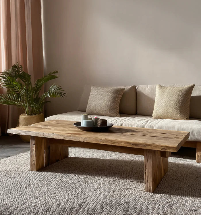 Massief Houten Live-Edge Salontafel – Handgemaakt Rustiek Farmhouse Tafel