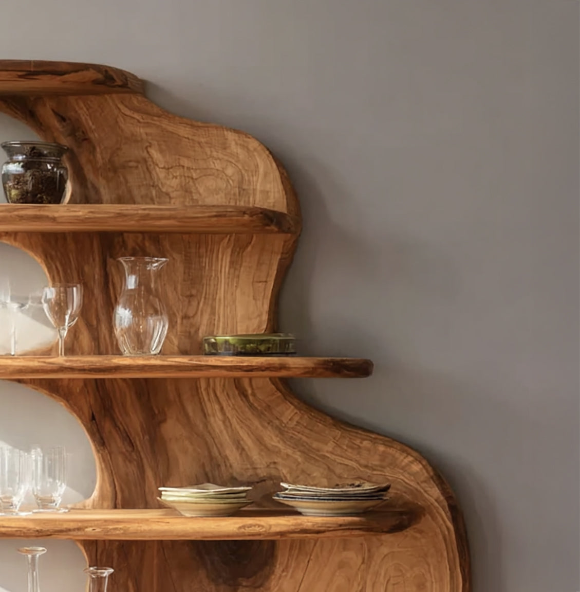 Handmade Floating Kitchen Cabinet – Rustic Farmhouse Live Edge Wall Shelf Storage