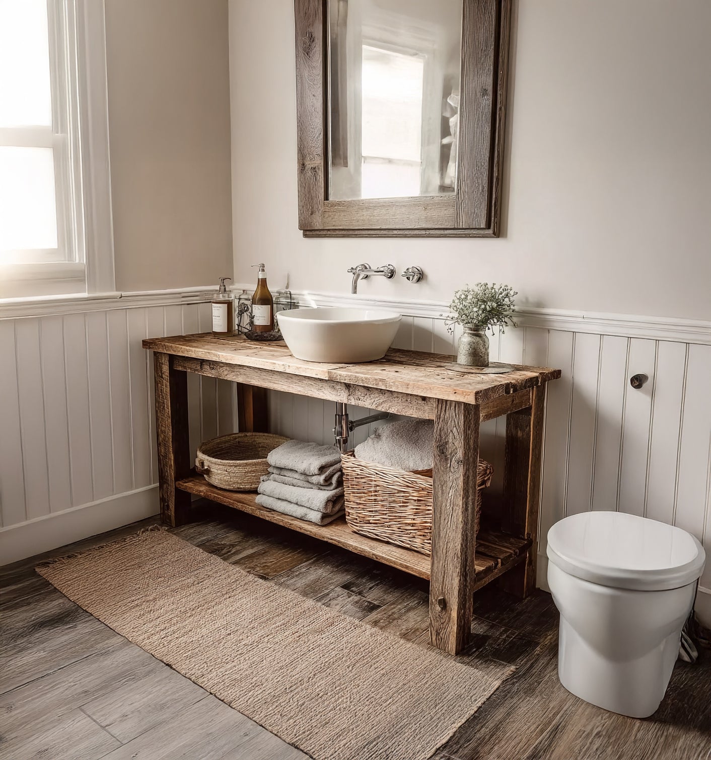 Rustic Wood Console Table – Farmhouse Entryway Furniture, Handmade Gift