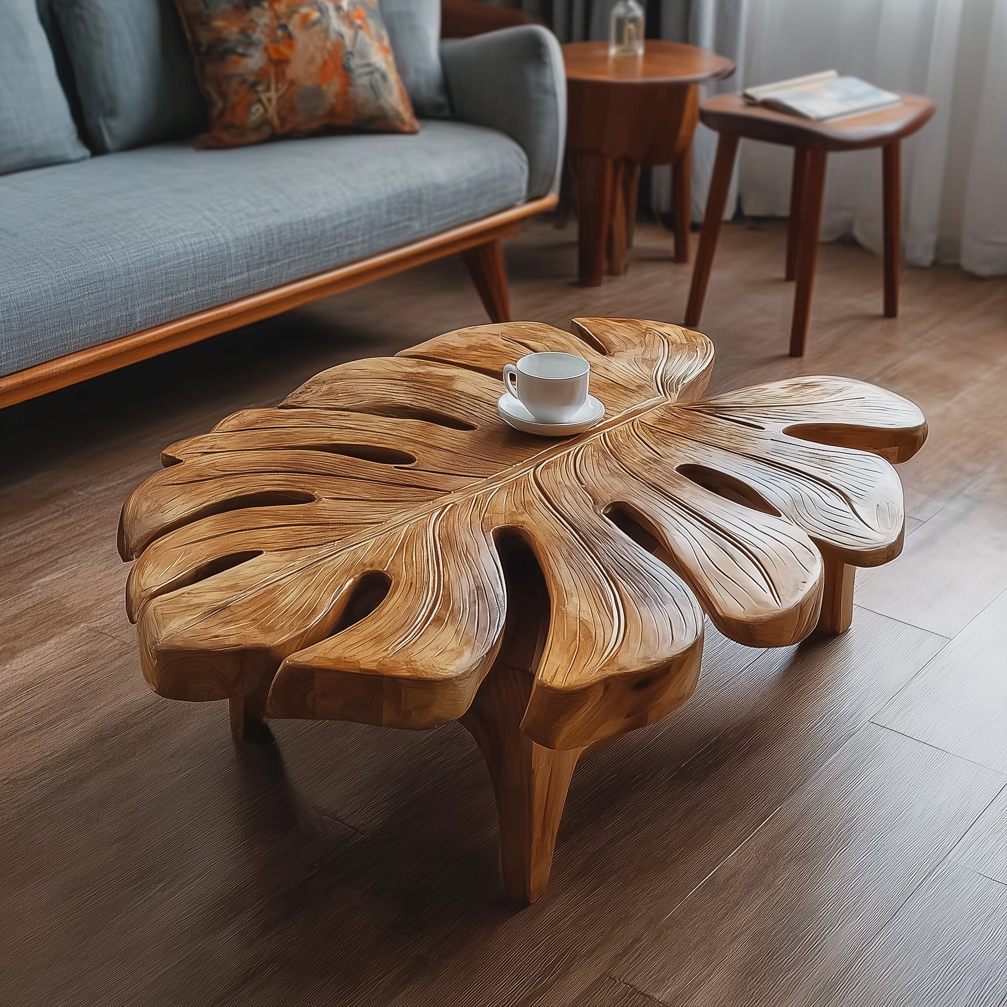 Handgemaakte Salontafel van Massief Hout – Boho & Modern Design