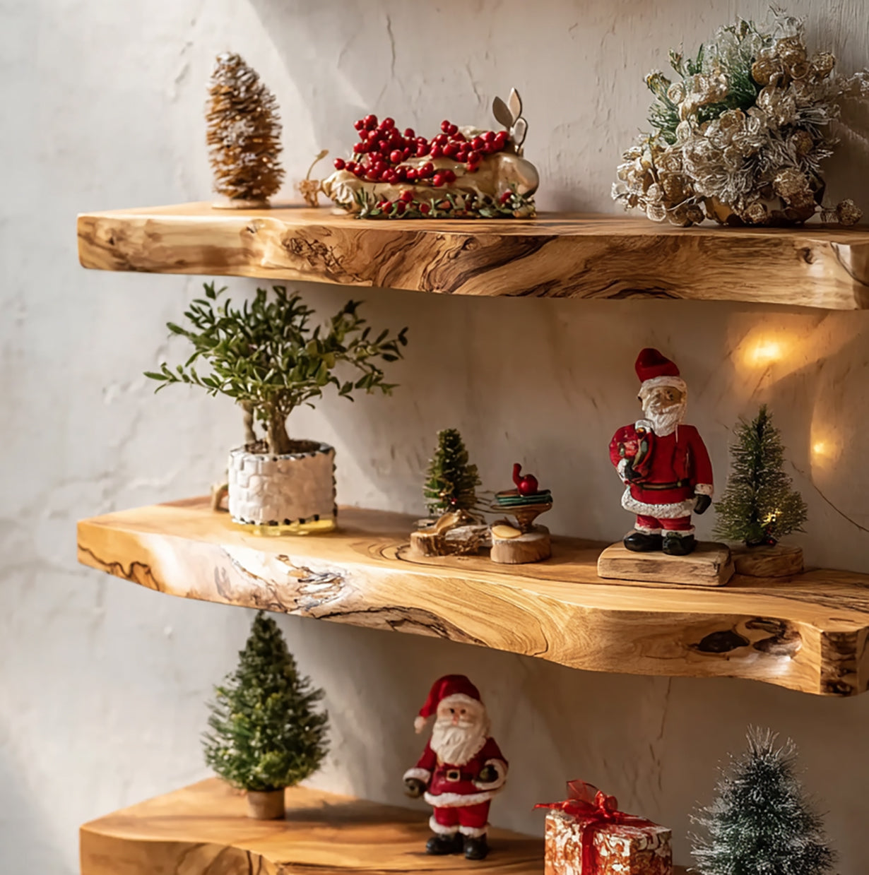 Live Edge Floating Shelf: Handcrafted Solid Wood Design